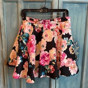 Black Floral Skirt
